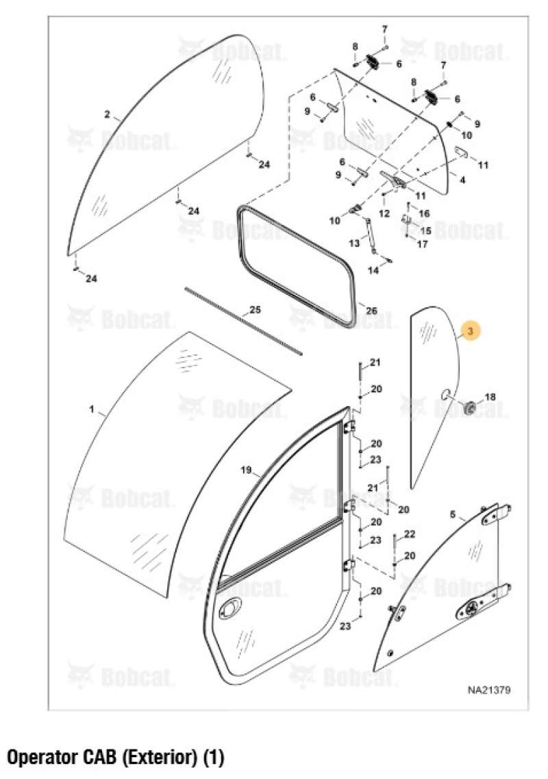 GLASS REAR LEFT BOBCAT 7421523